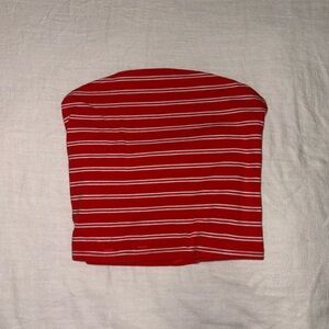 Vibrant Red Striped Tube Top